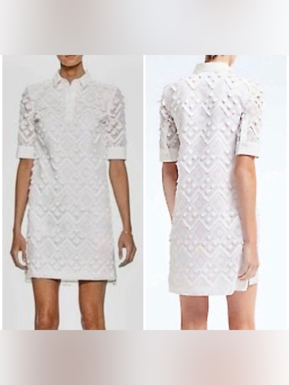 Banana Republic White Embroidered Polo Mini Dress Sz L